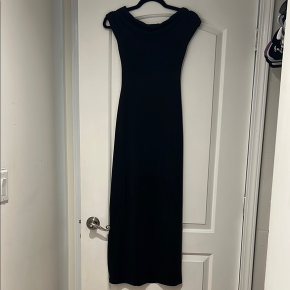 Meshki Imogen Off Shoulder Slinky Maxi Dress - Black - Picture 1 of 7